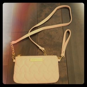 Betsey Johnson pink clutch / purse quilted leather